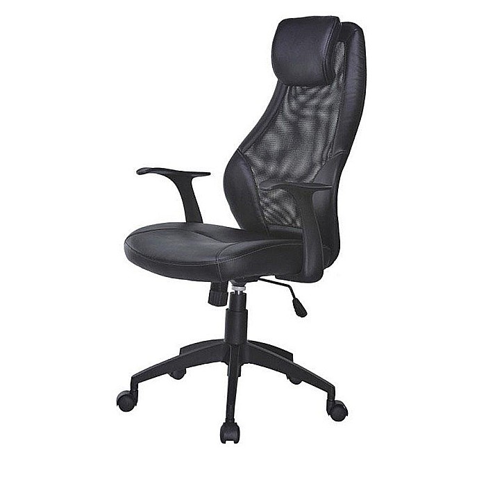 Scaun directorial mesh HM Torino, Ergonomic, Cadru Polipropilena, Piele ecologica, Inaltime reglabila, 110 kg, 124x64x52cm, Negru [2]