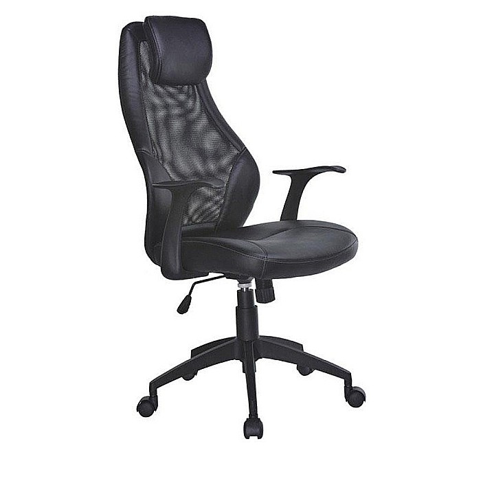 Scaun directorial mesh HM Torino, Ergonomic, Cadru Polipropilena, Piele ecologica, Inaltime reglabila, 110 kg, 124x64x52cm, Negru [6]