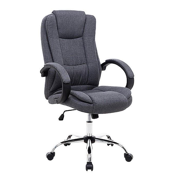 Scaun directorial MH Rudy 2, ergonomic, baza cromata, mecanism de balans, tapiterie stofa, gri inchis [1]