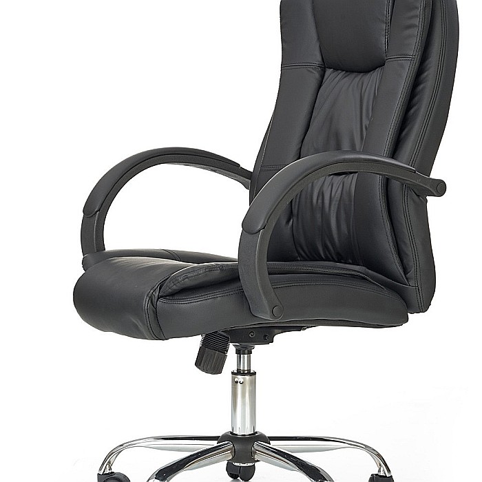 Scaun directorial MH Rudy, Ergonomic, Mecanism balans, Piele ecologica, Confort sporit, Inaltime reglabila, 110 Kg, Negru [3]