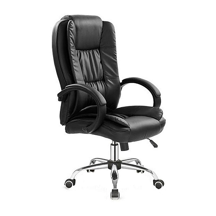 Scaun directorial MH Rudy, Ergonomic, Mecanism balans, Piele ecologica, Confort sporit, Inaltime reglabila, 110 Kg, Negru [1]
