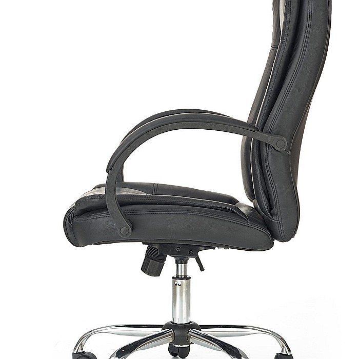 Scaun directorial MH Rudy, Ergonomic, Mecanism balans, Piele ecologica, Confort sporit, Inaltime reglabila, 110 Kg, Negru [6]