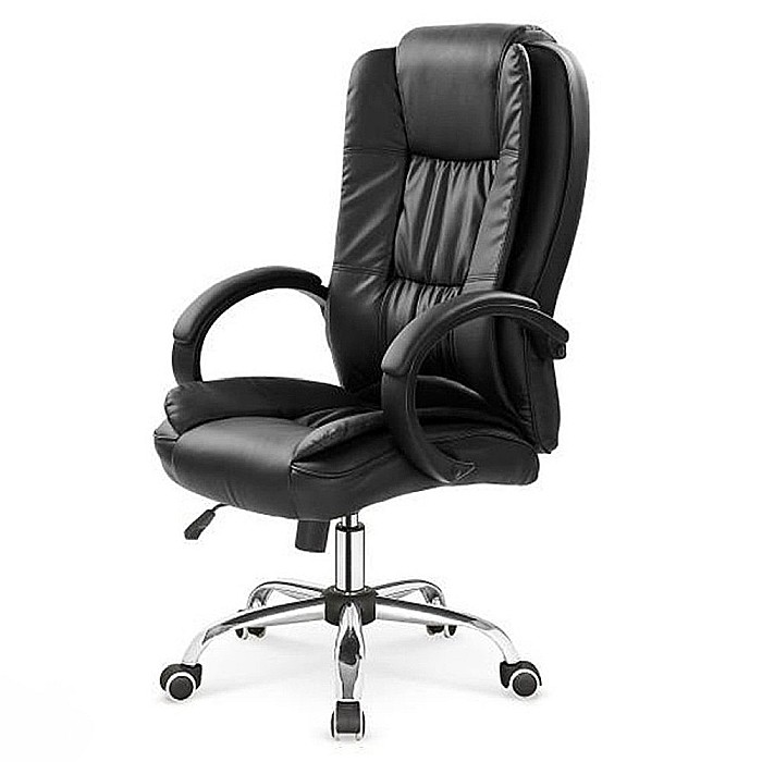 Scaun directorial MH Rudy, Ergonomic, Mecanism balans, Piele ecologica, Confort sporit, Inaltime reglabila, 110 Kg, Negru [2]