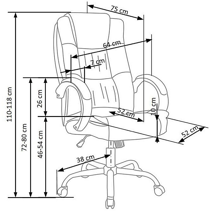 Scaun directorial MH Rudy, Ergonomic, Mecanism balans, Piele ecologica, Confort sporit, Inaltime reglabila, 110 Kg, Maro [3]