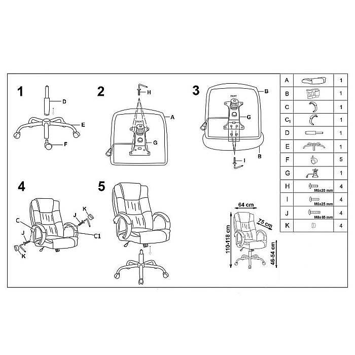 Scaun directorial MH Rudy, Ergonomic, Mecanism balans, Piele ecologica, Confort sporit, Inaltime reglabila, 110 Kg, Negru [9]