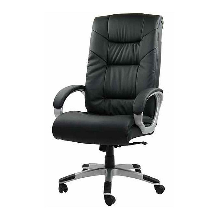 Scaun directorial OFF 315, piele ecologica, mecanism de balans, robust, baza polipropilena, 150 kg, negru [2]