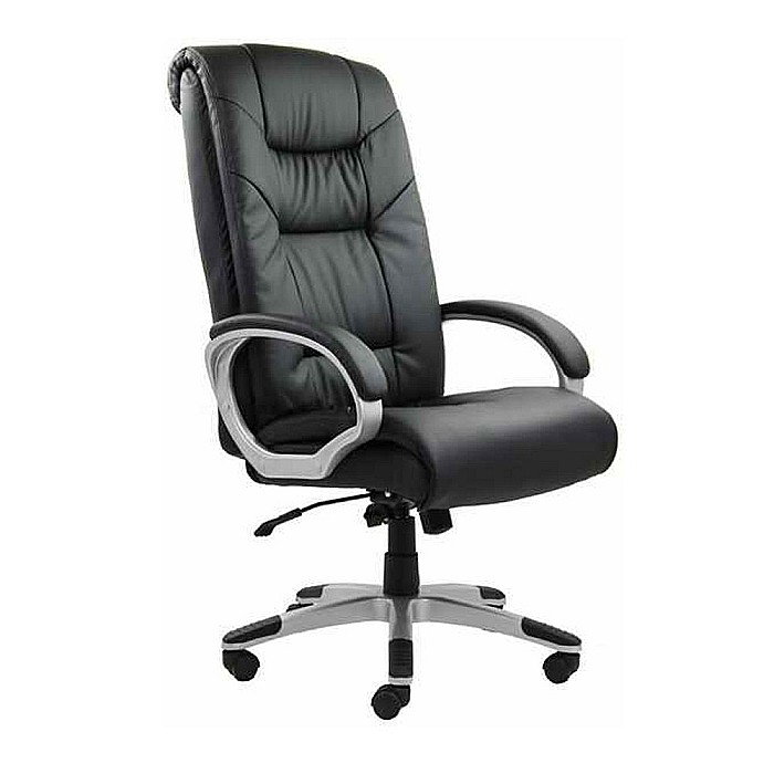 Scaun directorial OFF 315, piele ecologica, mecanism de balans, robust, baza polipropilena, 150 kg, negru [1]