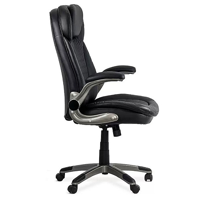 Scaun directorial OFF 320, piele ecologica, sezut cu arcuri, brate rabatabile, cadru polipropilena, 130 kg, negru [4]