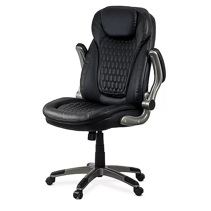 Scaun directorial OFF 320, piele ecologica, sezut cu arcuri, brate rabatabile, cadru polipropilena, 130 kg, negru [3]