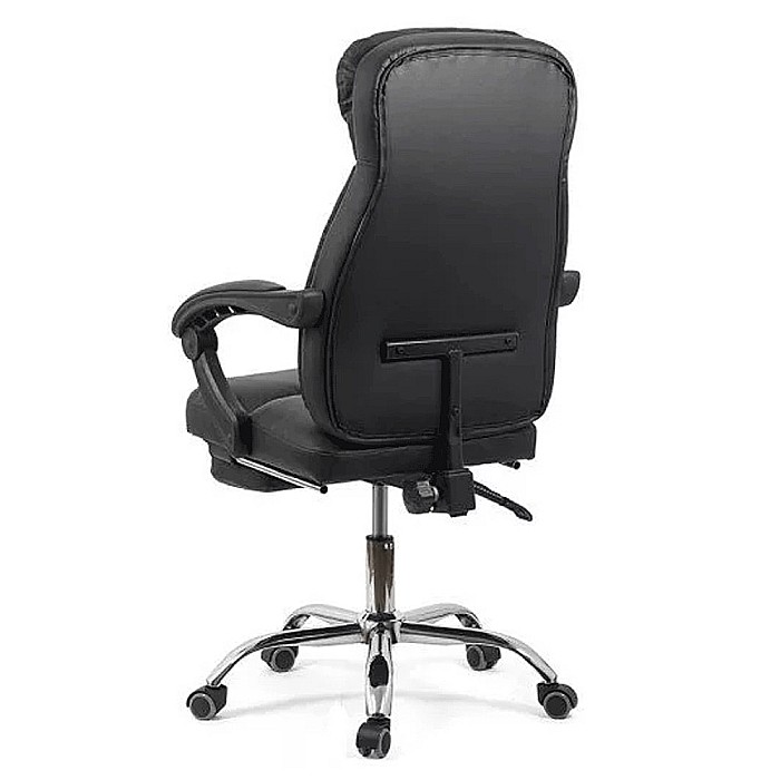 Scaun directorial OFF 321, spatar ergonomic, piele ecologica, suport picioare retractabil, baza cromata, 110 kg, negru [7]