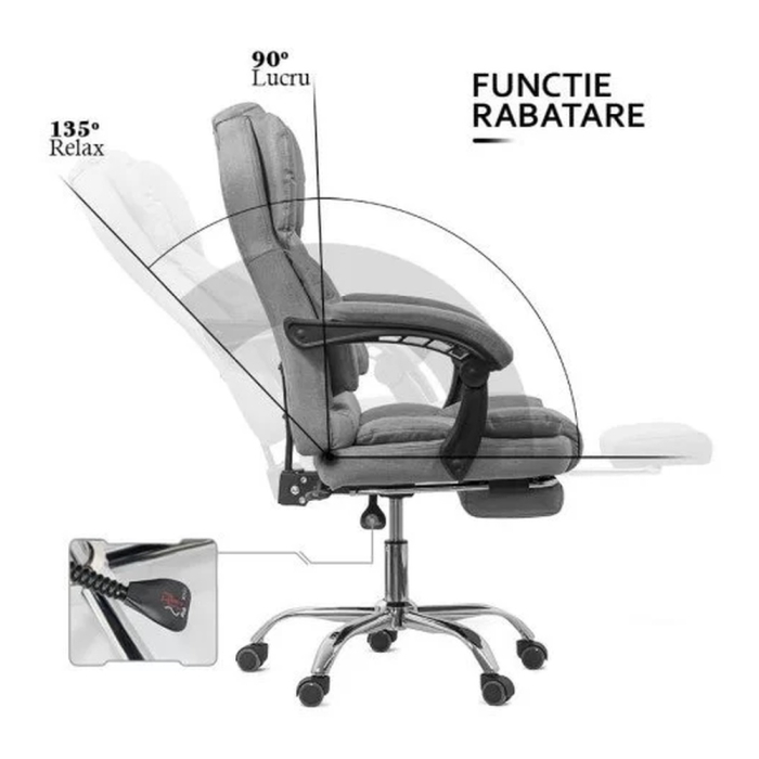 Scaun directorial OFF 415F, stofa, functie rabatare, role gumate, 120 kg [7]