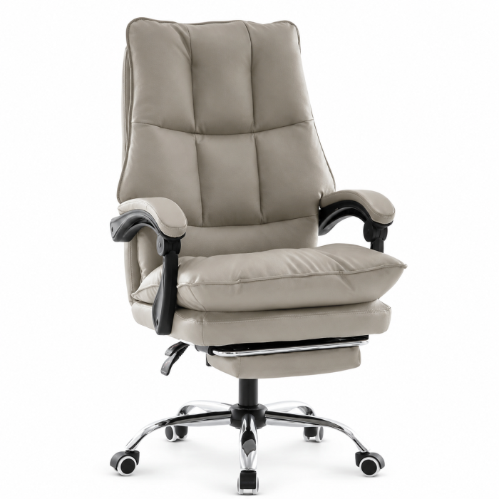 Scaun directorial OFF 417, piele ecologica, suport picioare, perne duble, 120 kg [2]