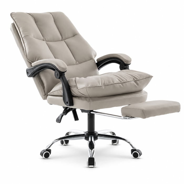 Scaun directorial OFF 417, piele ecologica, suport picioare, perne duble, 120 kg [3]