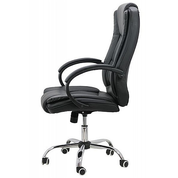Scaun directorial OFF 429, piele ecologica, pivontant, rotire 360, baza cromata, 110 kg, negru [3]
