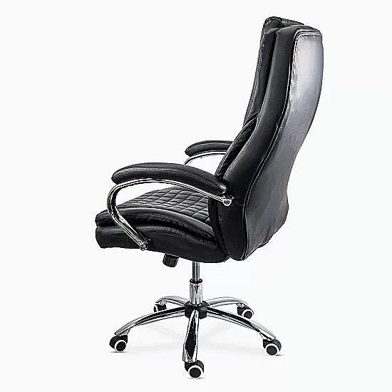 Scaun directorial OFF 633, piele ecologica, suport lombar, robust, mecanism de balans, brate tapitate,120 kg, negru [5]