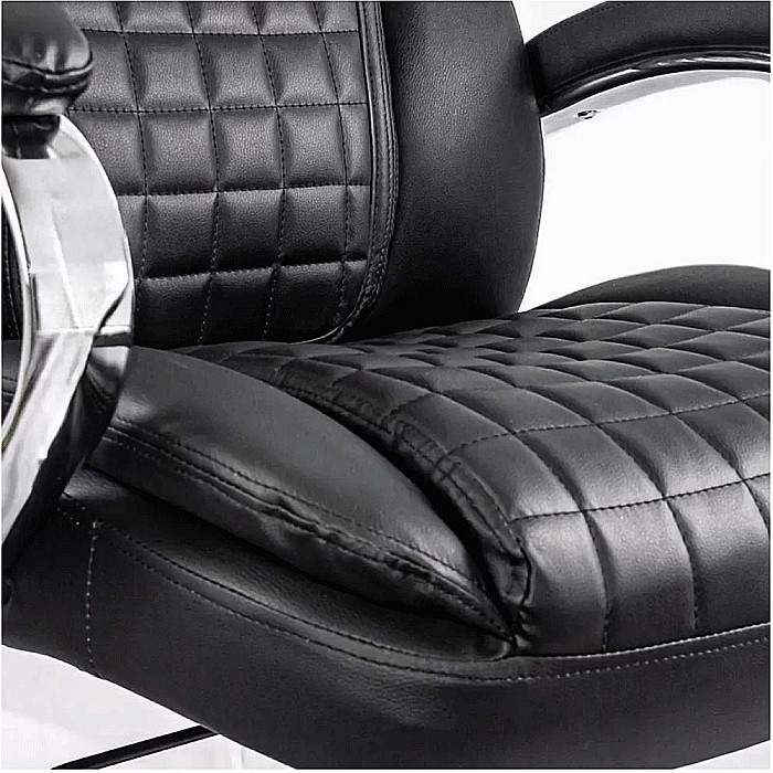 Scaun directorial OFF 633, piele ecologica, suport lombar, robust, mecanism de balans, brate tapitate,120 kg, negru [6]