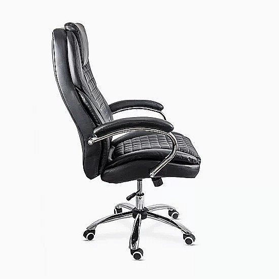 Scaun directorial OFF 633, piele ecologica, suport lombar, robust, mecanism de balans, brate tapitate,120 kg, negru [3]