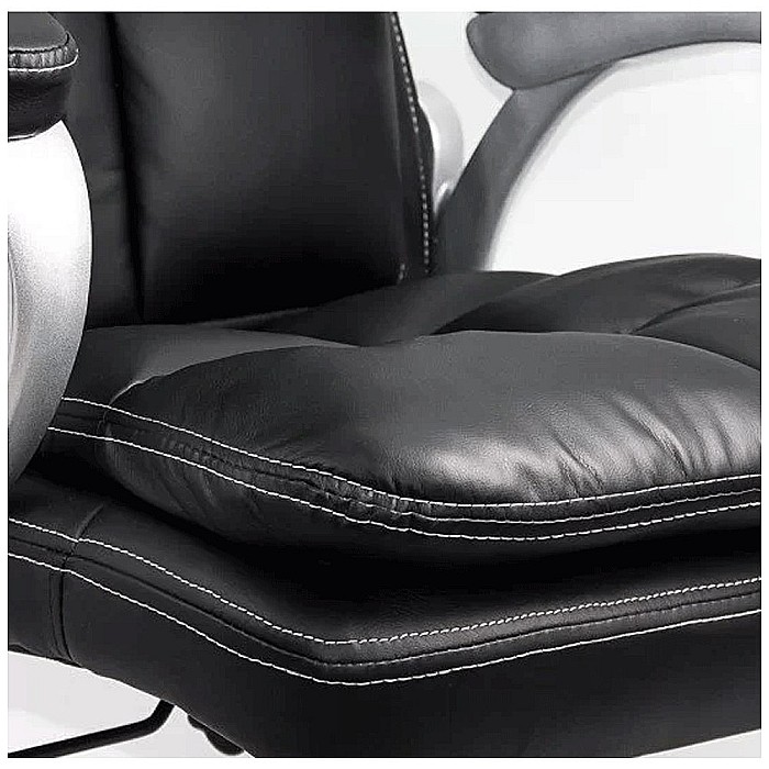 Scaun directorial OFF 799, robust, piele ecologica, perne duble, baza cromata, mecanism multiblock, 200 kg [5]