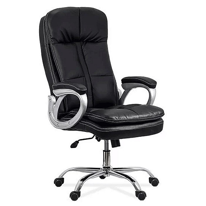 Scaun directorial OFF 799, robust, piele ecologica, perne duble, baza cromata, mecanism multiblock, 200 kg [7]