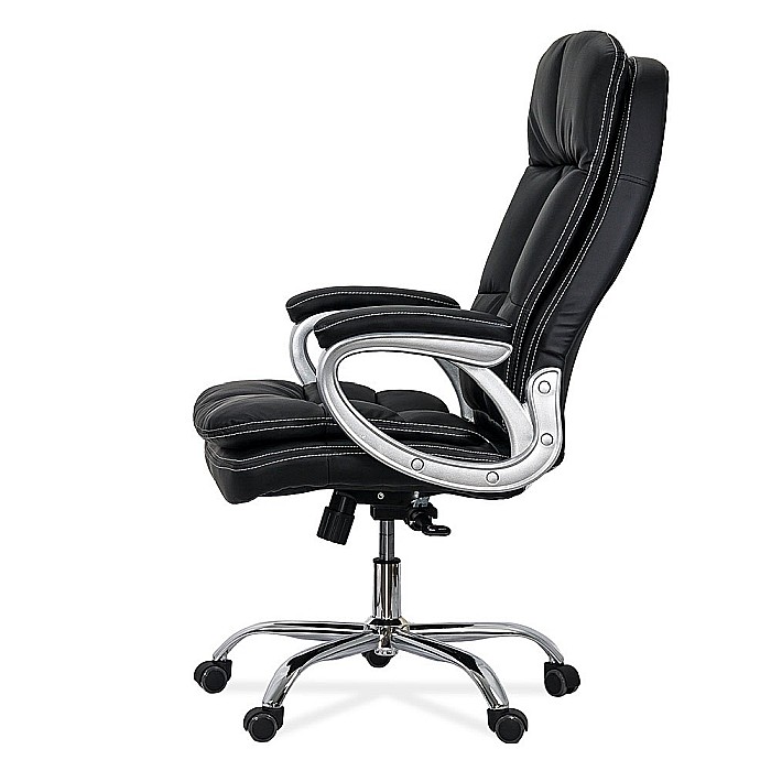Scaun directorial OFF 799, robust, piele ecologica, perne duble, baza cromata, mecanism multiblock, 200 kg [3]