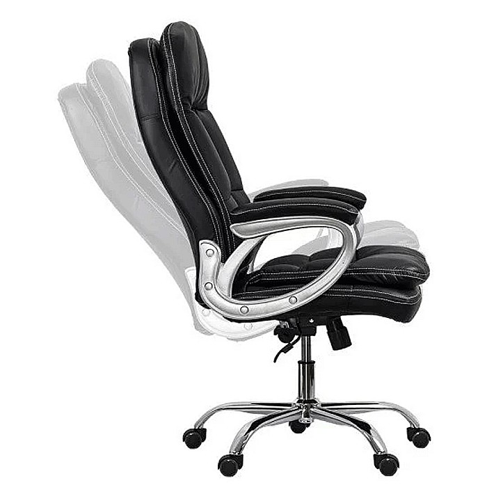 Scaun directorial OFF 799, robust, piele ecologica, perne duble, baza cromata, mecanism multiblock, 200 kg [6]