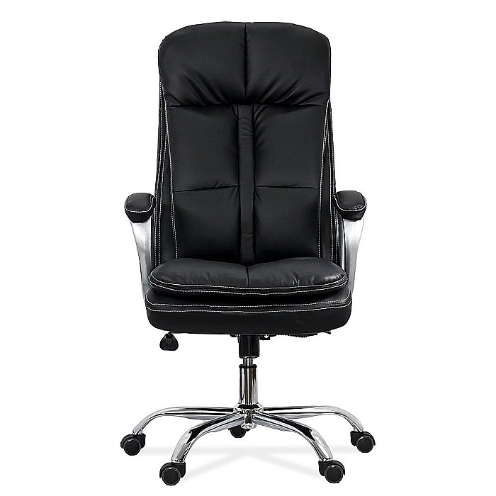 Scaun directorial OFF 799, robust, piele ecologica, perne duble, baza cromata, mecanism multiblock, 200 kg [2]