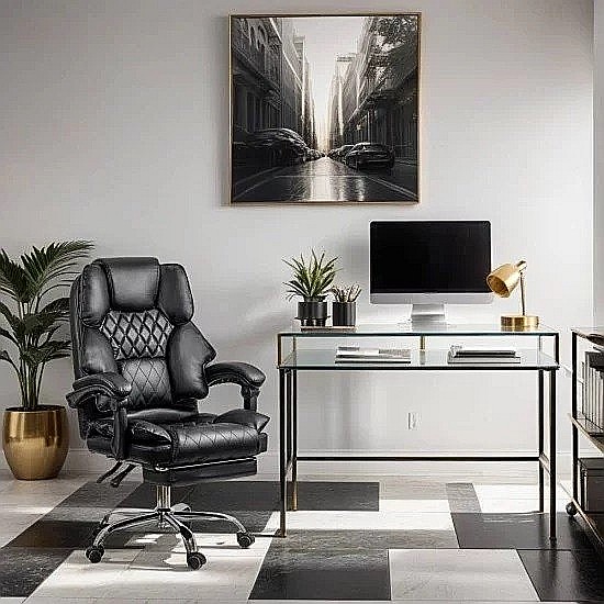 Scaun directorial OFF411, piele ecologica, mecanism asincron, perne duble, 120 kg [4]