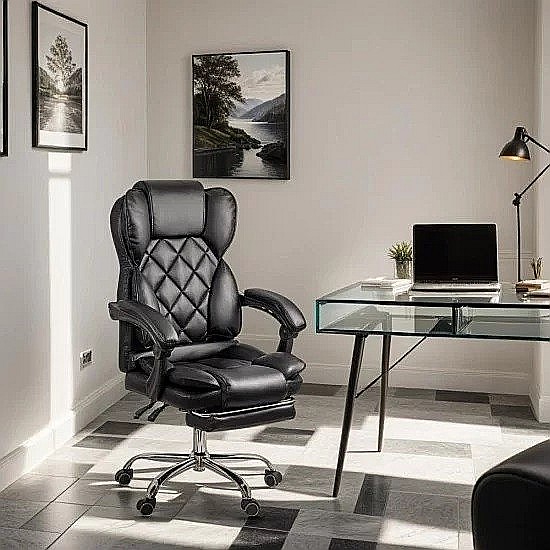 Scaun directorial OFF412, piele ecologica, mecanism asincron, robust, suport picioare retractabil, 120 kg [9]