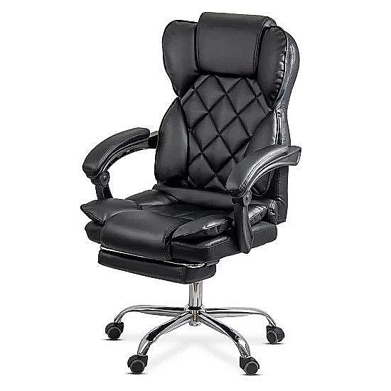 Scaun directorial OFF412, piele ecologica, mecanism asincron, robust, suport picioare retractabil, 120 kg [1]