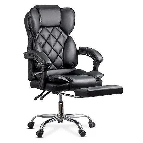 Scaun directorial OFF412, piele ecologica, mecanism asincron, robust, suport picioare retractabil, 120 kg [2]