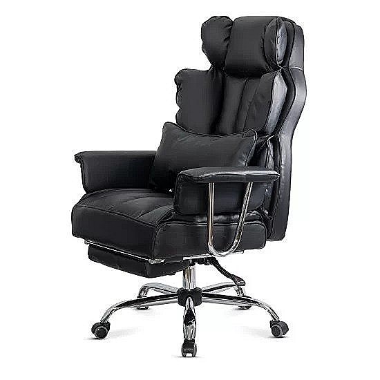 Scaun directorial OFF413, piele ecologica, robust, cadru metalic, mecanism a-sincron, role gumate, 150 kg [3]