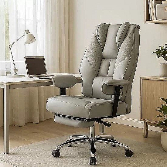 Scaun directorial OFF421, piele ecologica, robust, cadru metalic, mecanism sincron, brate reglabile, 150 kg [5]