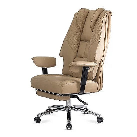 Scaun directorial OFF421, piele ecologica, robust, cadru metalic, mecanism sincron, brate reglabile, 150 kg [3]