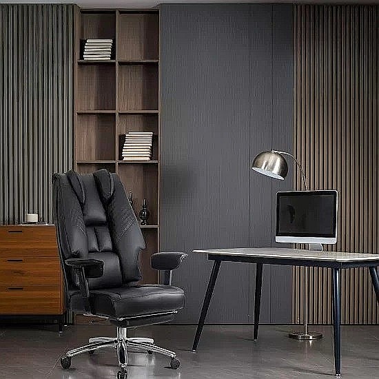 Scaun directorial OFF421, piele ecologica, robust, cadru metalic, mecanism sincron, brate reglabile, 150 kg [4]