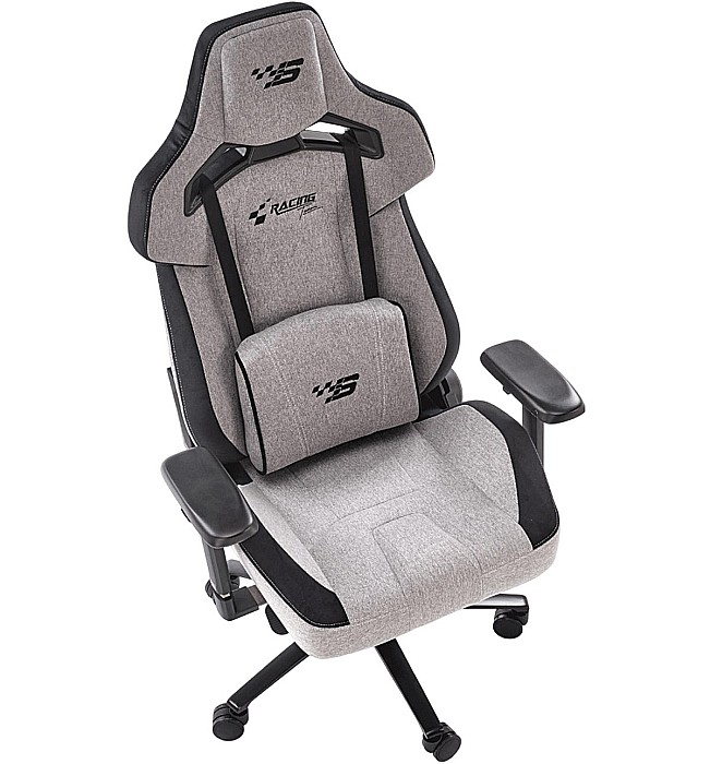Scaun directorial pentru gaming HM Alister, stofa, robust, cadru metalic, cotiere reglabile, multiblock,100 kg, gri [6]