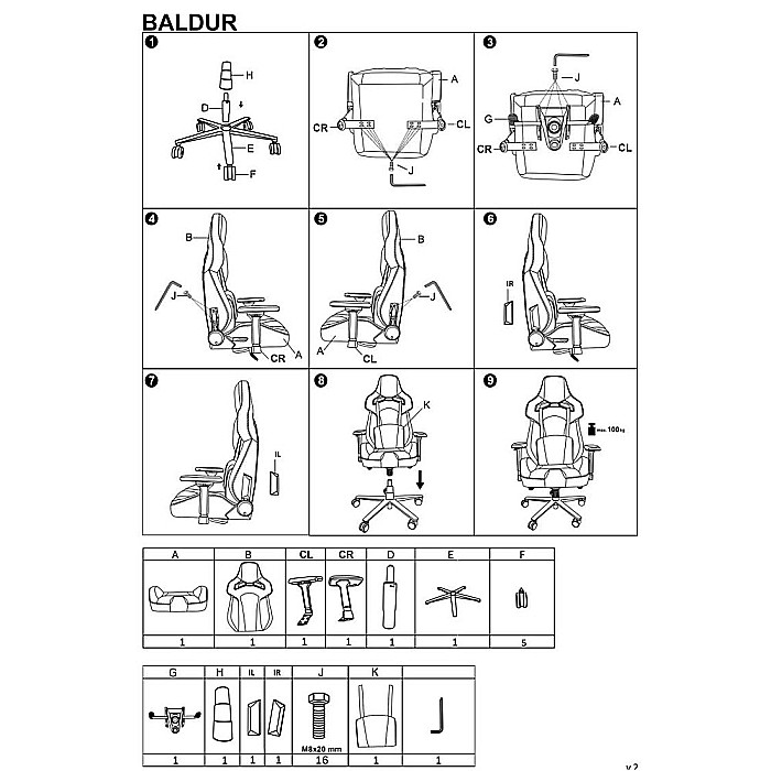 Scaun directorial pentru gaming HM Baldur, piele ecologica, cadru metalic, cotiere reglabile, multiblock,100 kg, negru [14]