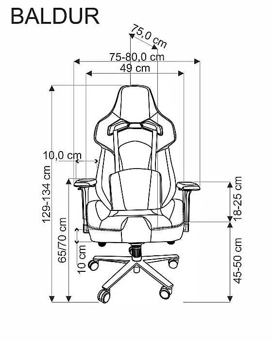Scaun directorial pentru gaming HM Baldur, piele ecologica, cadru metalic, cotiere reglabile, multiblock,100 kg, negru [13]