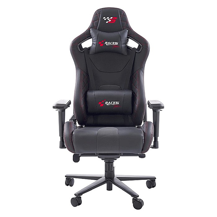 Scaun directorial pentru gaming HM Chavez, piele ecologica, cadru metalic, cotiere reglabile, multiblock, perne lombare,100 kg, negru [2]