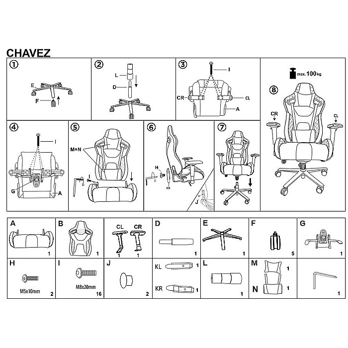 Scaun directorial pentru gaming HM Chavez, piele ecologica, cadru metalic, cotiere reglabile, multiblock, perne lombare,100 kg, negru [13]