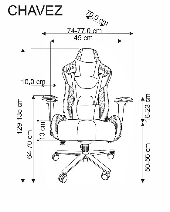 Scaun directorial pentru gaming HM Chavez, piele ecologica, cadru metalic, cotiere reglabile, multiblock, perne lombare,100 kg, negru [14]