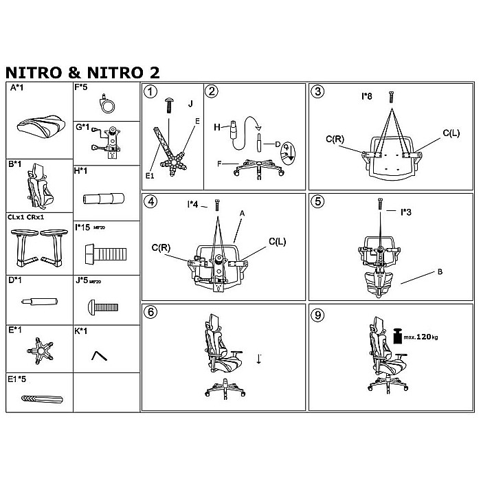 Scaun directorial pentru gaming HM Nitro 2, stofa, cotiere reglabile, multiblock, ergonomic,120 kg, gri/negru [12]