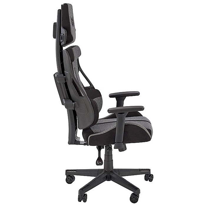 Scaun directorial pentru gaming HM Nitro 2, stofa, cotiere reglabile, multiblock, ergonomic,120 kg, gri/negru [2]