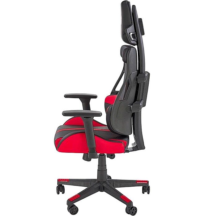 Scaun directorial pentru gaming HM Nitro, piele ecologica/stofa, cotiere reglabile, multiblock, ergonomic,120 kg, negru/rosu [4]