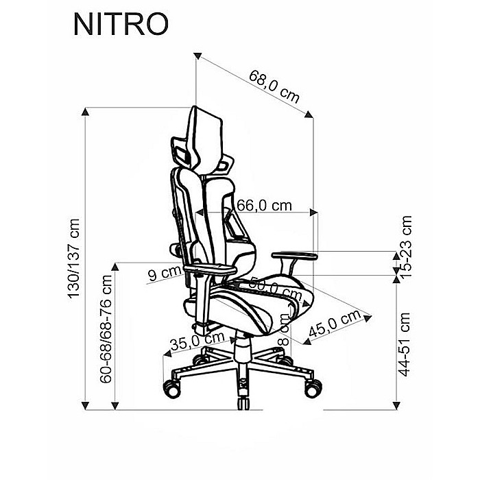 Scaun directorial pentru gaming HM Nitro, piele ecologica/stofa, cotiere reglabile, multiblock, ergonomic,120 kg, negru/rosu [12]