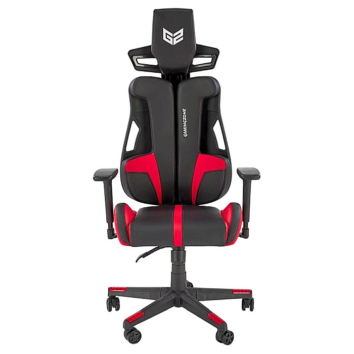 Scaun directorial pentru gaming HM Nitro, piele ecologica/stofa, cotiere reglabile, multiblock, ergonomic,120 kg, negru/rosu [2]