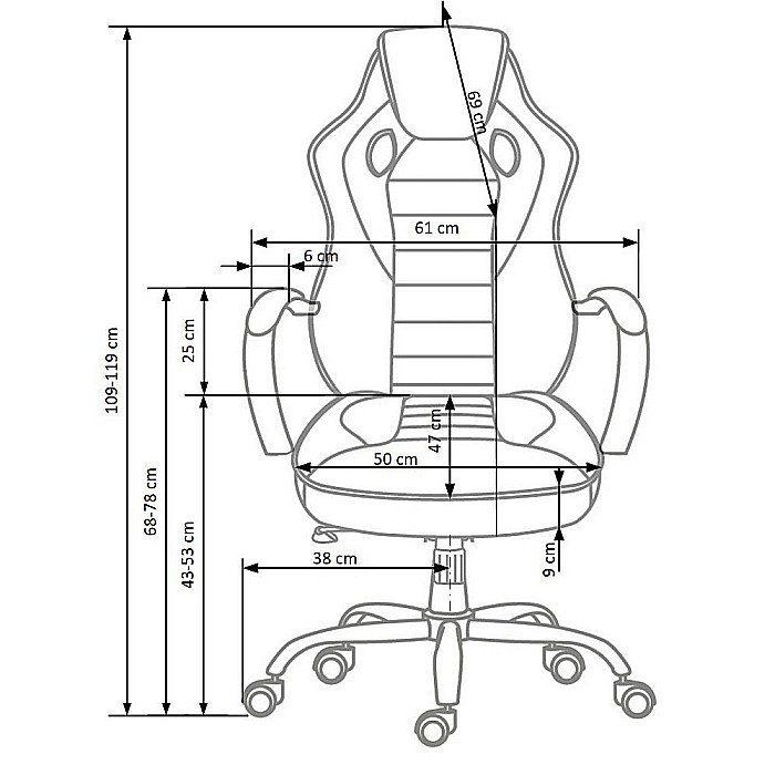 Scaun directorial pentru gaming HM Scroll, tapiterie piele ecologica, cadru cromat, mecanism de balans, 110 kg, negru/rosu/gri [6]