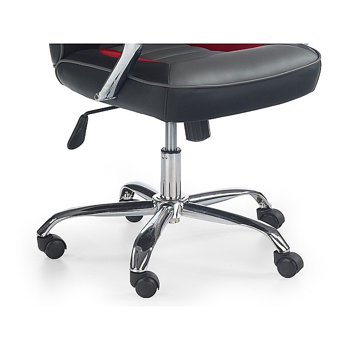 Scaun directorial pentru gaming HM Scroll, tapiterie piele ecologica, cadru cromat, mecanism de balans, 110 kg, negru/rosu/gri [4]