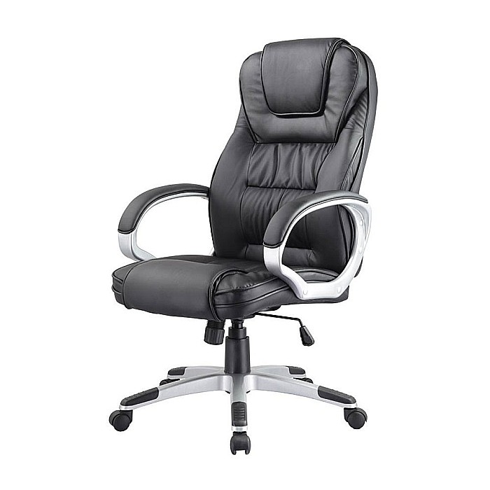 Scaun directorial SL Q031, Piele ecologica, Inaltime reglabila, Mecanism de balans, 100 Kg, Negru [2]
