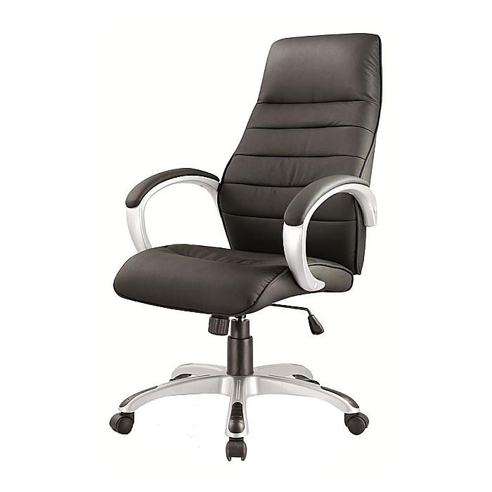 Scaun directorial SL Q046, Cadru Polipropilena, Piele ecologica, Inaltime reglabila, Mecanism de balansare, 100 Kg, Negru [2]