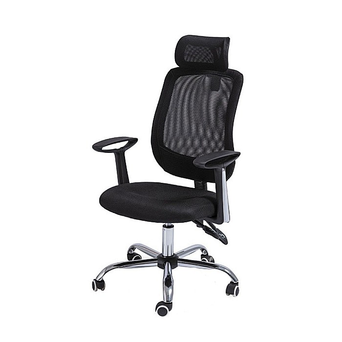 Scaun directorial SL Q118, Mesh, Ergonomic, Metal cromat, Inaltime ajustabila, Tetiera, Mecanism balansare, 100 Kg, Negru [2]